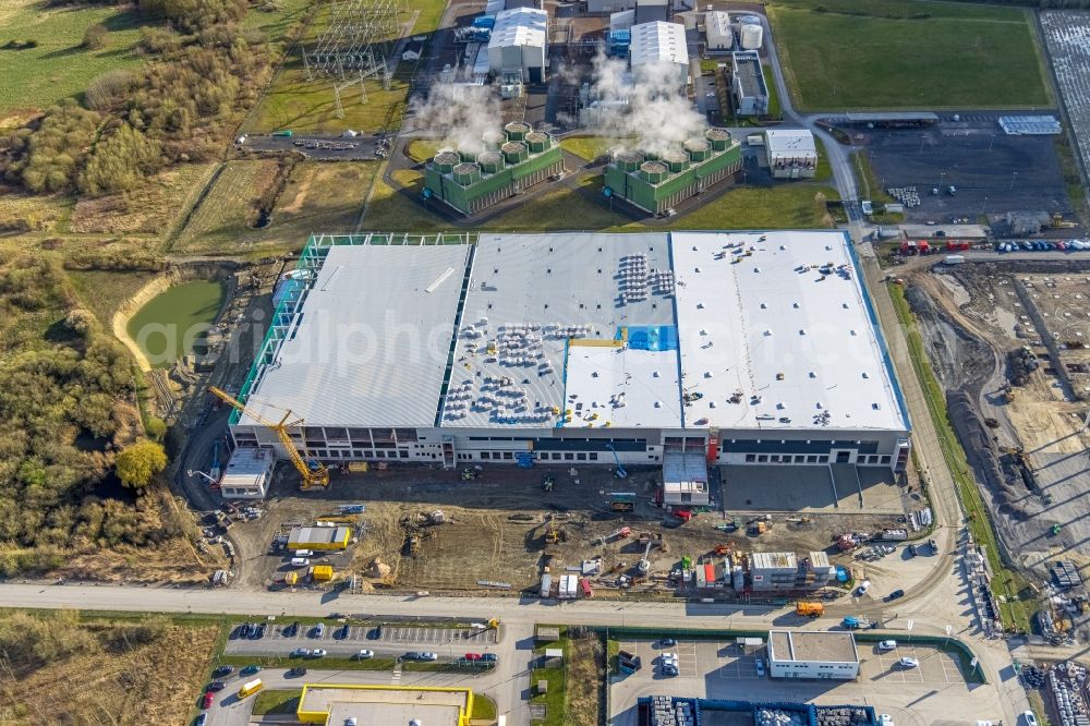 Hamm from above - Construction site to build a new building complex on the site of the logistics center and Distribution Park in the district Uentrop in Hamm at Ruhrgebiet in the state North Rhine-Westphalia, Germany