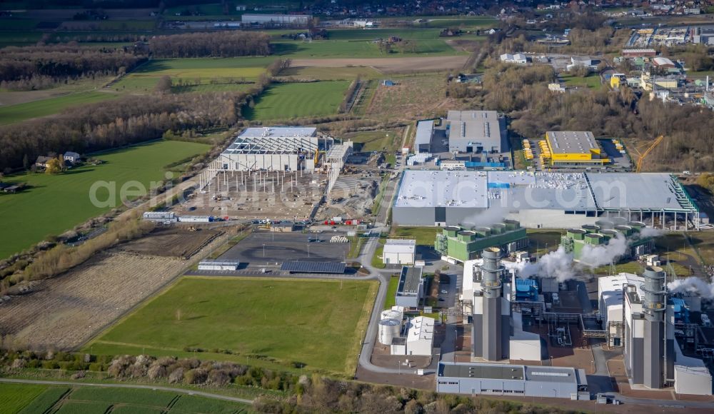 Aerial photograph Hamm - Construction site to build a new building complex on the site of the logistics center and Distribution Park in the district Uentrop in Hamm at Ruhrgebiet in the state North Rhine-Westphalia, Germany