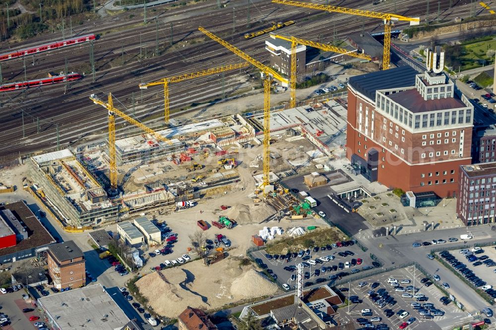 Aerial photograph Dortmund - View Construction site for the new building at the Dortmunder U in Dortmund in North Rhine-Westphalia