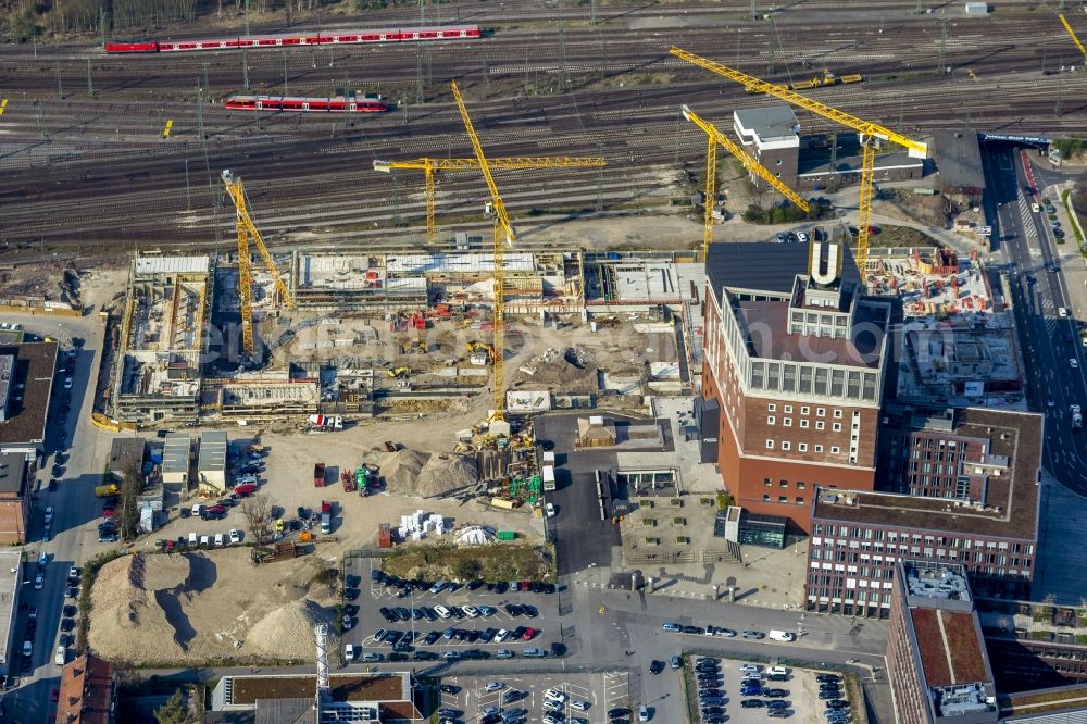 Dortmund from above - View Construction site for the new building at the Dortmunder U in Dortmund in North Rhine-Westphalia