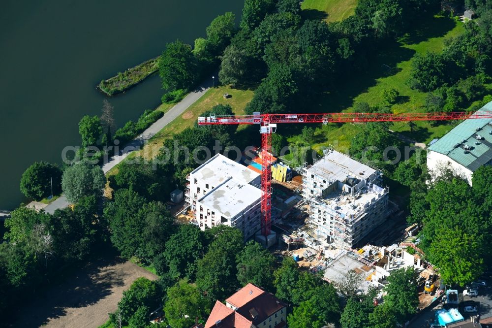 Aerial image Nürnberg - Construction site for the multi-family residential building in of Veilhofstrasse in the district Veilhof in Nuremberg in the state Bavaria, Germany