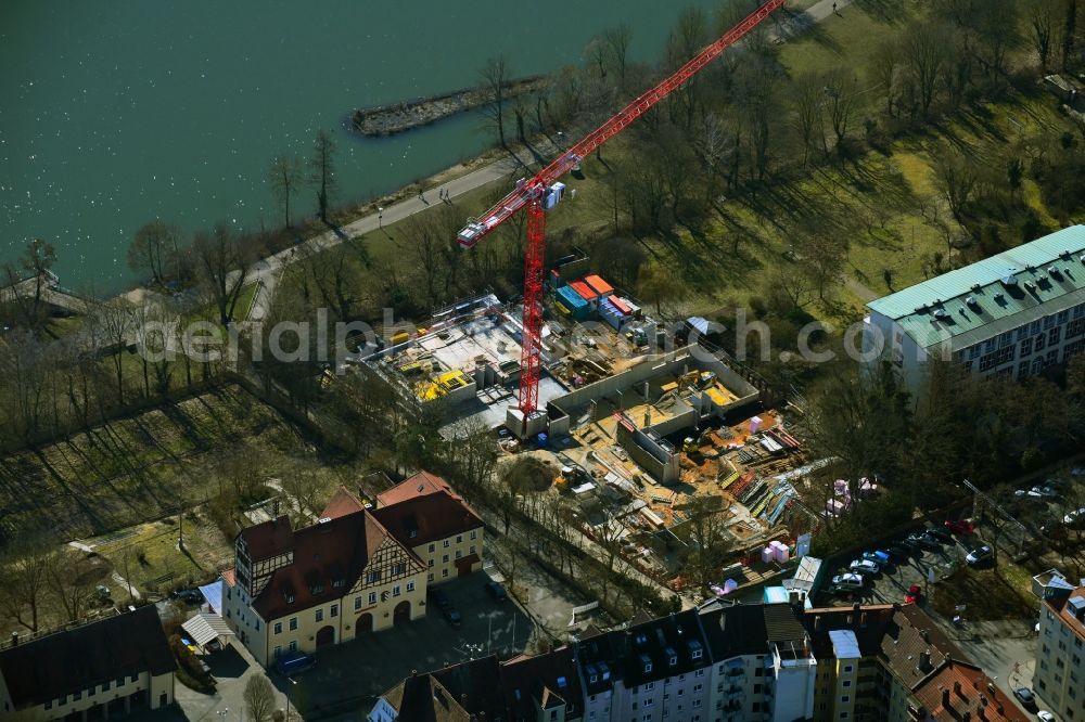 Nürnberg from the bird's eye view: Construction site for the multi-family residential building in of Veilhofstrasse in the district Veilhof in Nuremberg in the state Bavaria, Germany