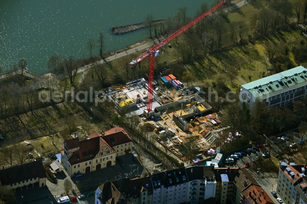 Aerial image Nürnberg - Construction site for the multi-family residential building in of Veilhofstrasse in the district Veilhof in Nuremberg in the state Bavaria, Germany