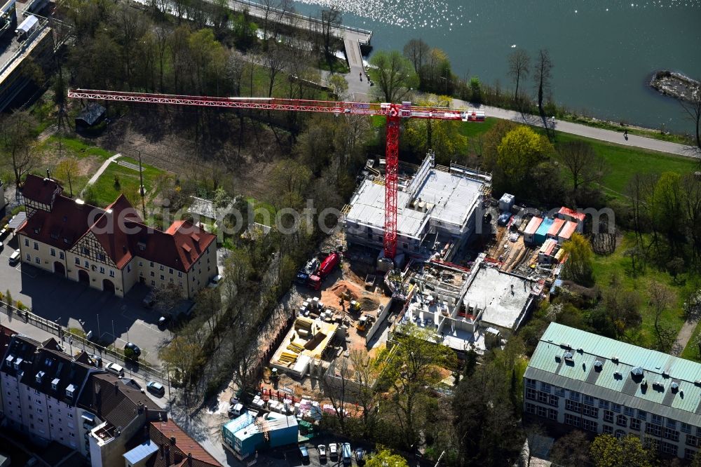 Nürnberg from the bird's eye view: Construction site for the multi-family residential building in of Veilhofstrasse in the district Veilhof in Nuremberg in the state Bavaria, Germany