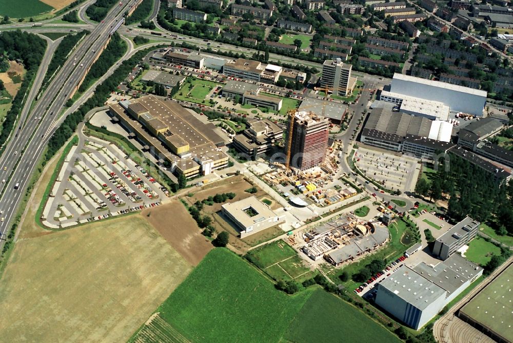 Aerial photograph Düsseldorf - Construction site for the new building Printing center of Rheinisch Bergische publisher in Duesseldorf in the state North Rhine-Westphalia