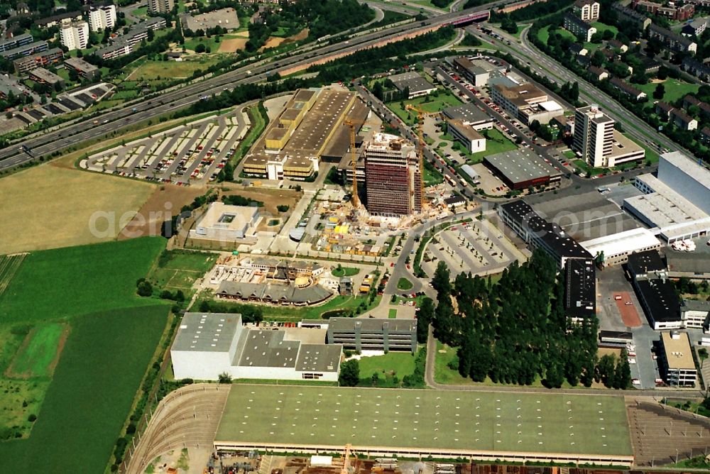 Düsseldorf from above - Construction site for the new building Printing center of Rheinisch Bergische publisher in Duesseldorf in the state North Rhine-Westphalia