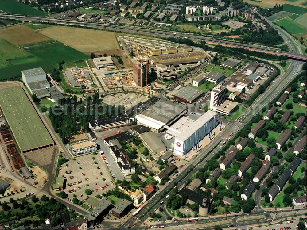 Düsseldorf from the bird's eye view: Construction site for the new building Printing center of Rheinisch Bergische publisher in Duesseldorf in the state North Rhine-Westphalia