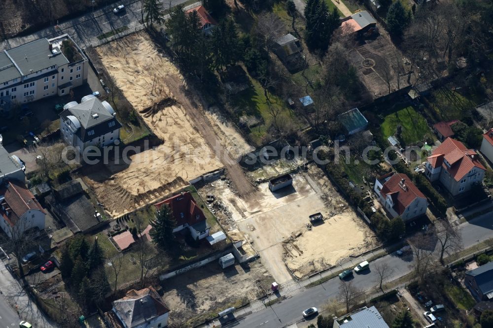 Aerial photograph Berlin - Construction site for the new building shopping center of Lidl Dienstleistung GmbH & Co. KG destrict Mahlsdorf in Berlin in Germany