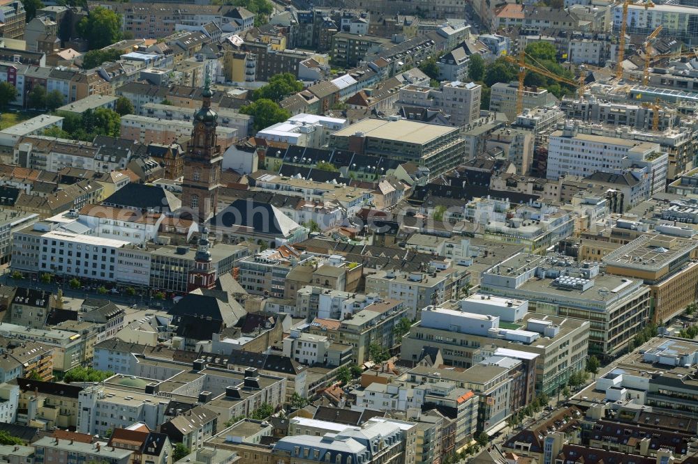 Aerial photograph Mannheim - Construction site for the new building the shopping center and town quarters Q 6 Q 7 on the future Muenzplatz in Mannheim in the state Baden-Wuerttemberg