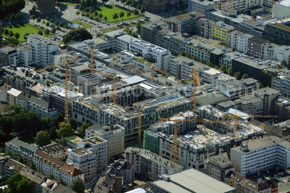 Aerial photograph Mannheim - Construction site for the new building the shopping center and town quarters Q 6 Q 7 on the future Muenzplatz in Mannheim in the state Baden-Wuerttemberg