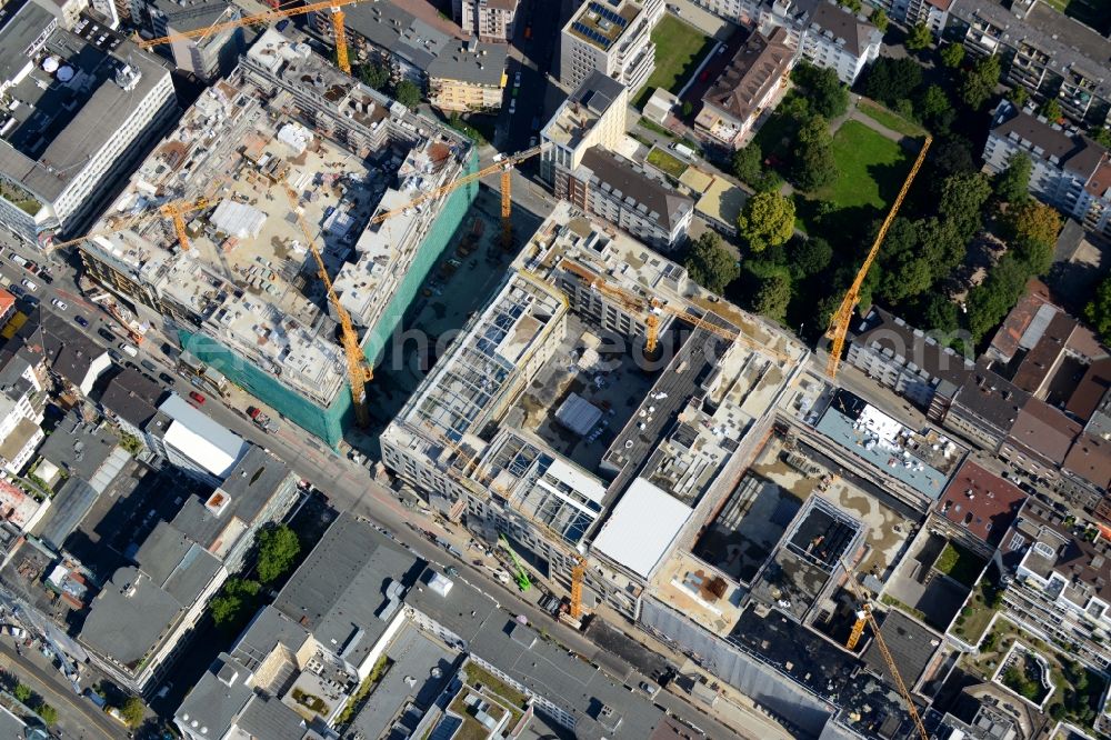 Aerial image Mannheim - Construction site for the new building the shopping center and town quarters Q 6 Q 7 on the future Muenzplatz in Mannheim in the state Baden-Wuerttemberg