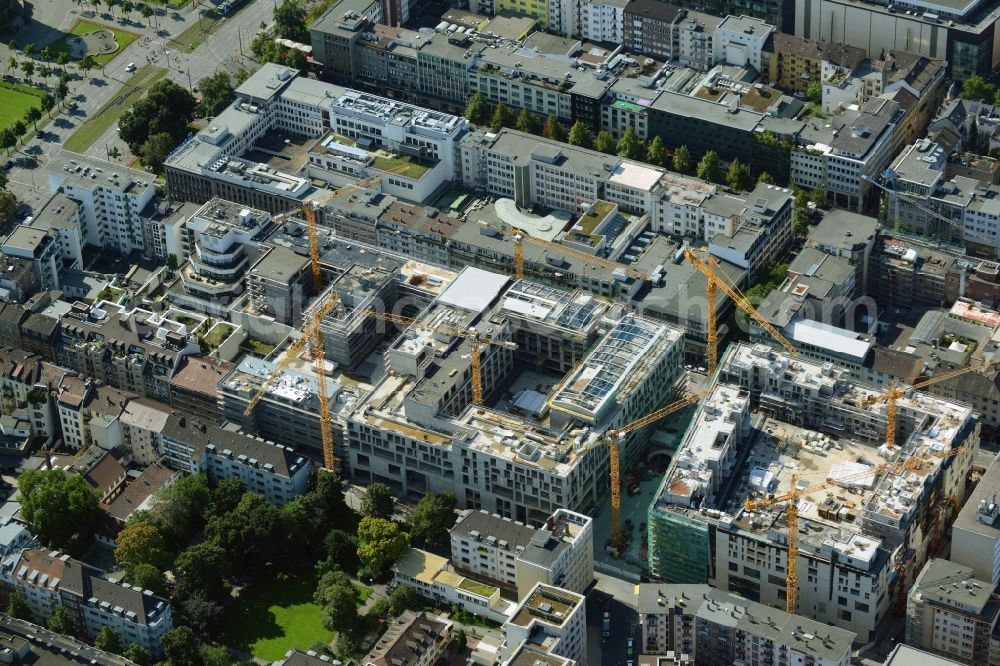 Aerial image Mannheim - Construction site for the new building the shopping center and town quarters Q 6 Q 7 on the future Muenzplatz in Mannheim in the state Baden-Wuerttemberg