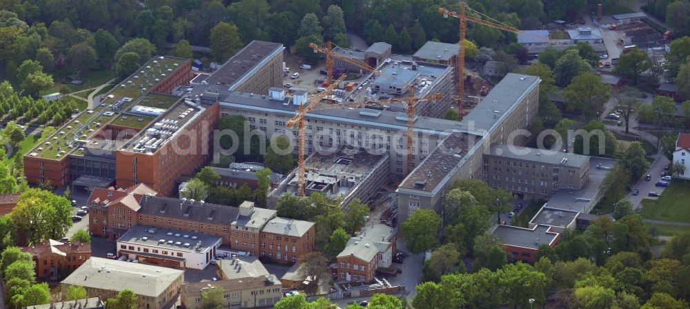 Berlin from above - Construction site of Hospital Vivantes clinical centre in Friedrichshain in Berlin