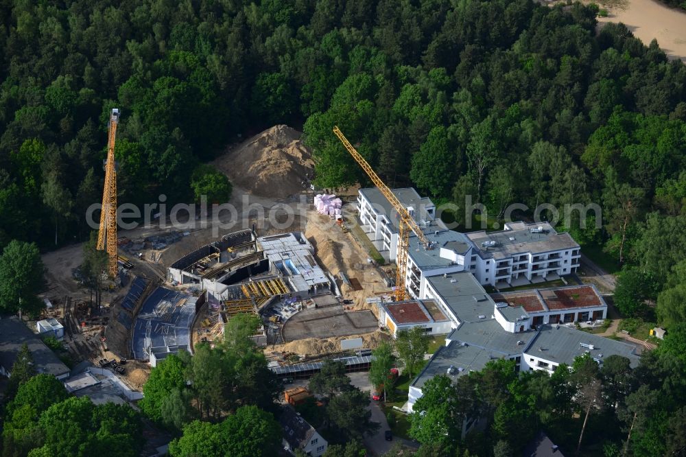 Aerial image Berlin Frohnau - Construction site to build a new extension at the PAN CENTRE for Post-Acute Neurorehabilitation in Berlin - Frohnau