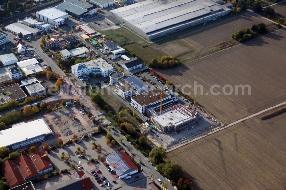 Bodenheim from the bird's eye view: Construction site for the new building of iC Haus Germany in Bodenheim in the state Rhineland-Palatinate, Germany