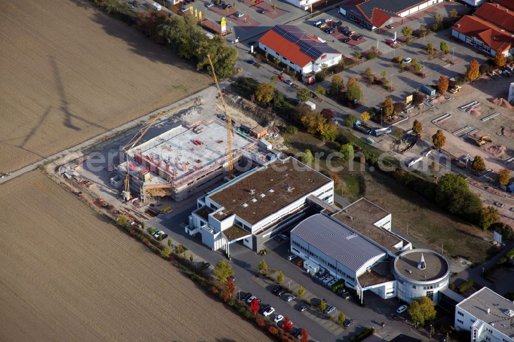 Aerial image Bodenheim - Construction site for the new building of iC Haus Germany in Bodenheim in the state Rhineland-Palatinate, Germany