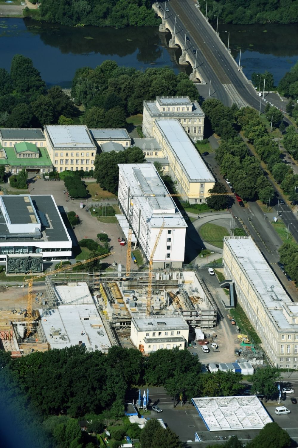 Aerial photograph Leipzig - Construction site for the new building university campus Marschnerstrasse in Leipzig in the state Saxony