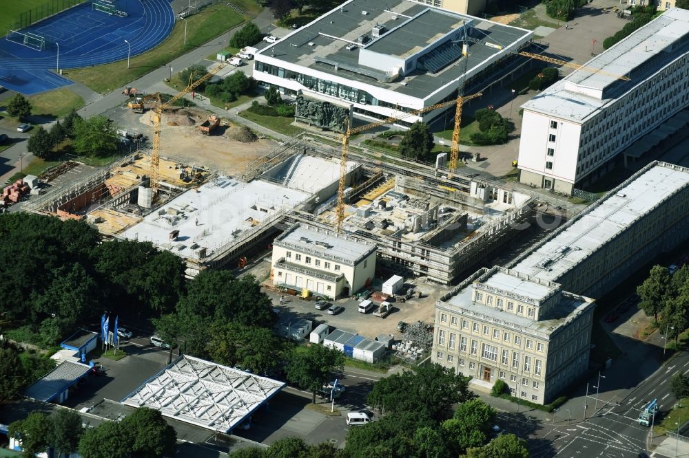 Leipzig from above - Construction site for the new building university campus Marschnerstrasse in Leipzig in the state Saxony