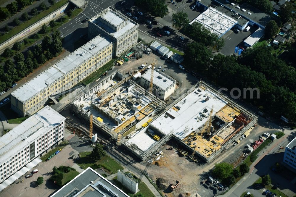 Leipzig from above - Construction site for the new building university campus Marschnerstrasse in Leipzig in the state Saxony