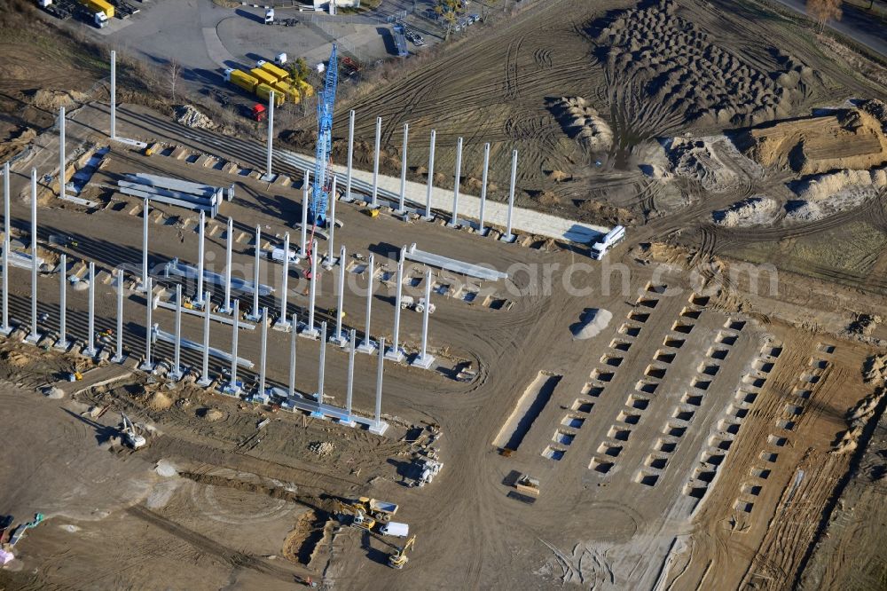 Aerial photograph Hoppegarten - View of the new construction of the Europazentrale Clinton in Hoppegarten in the state of Brandenburg