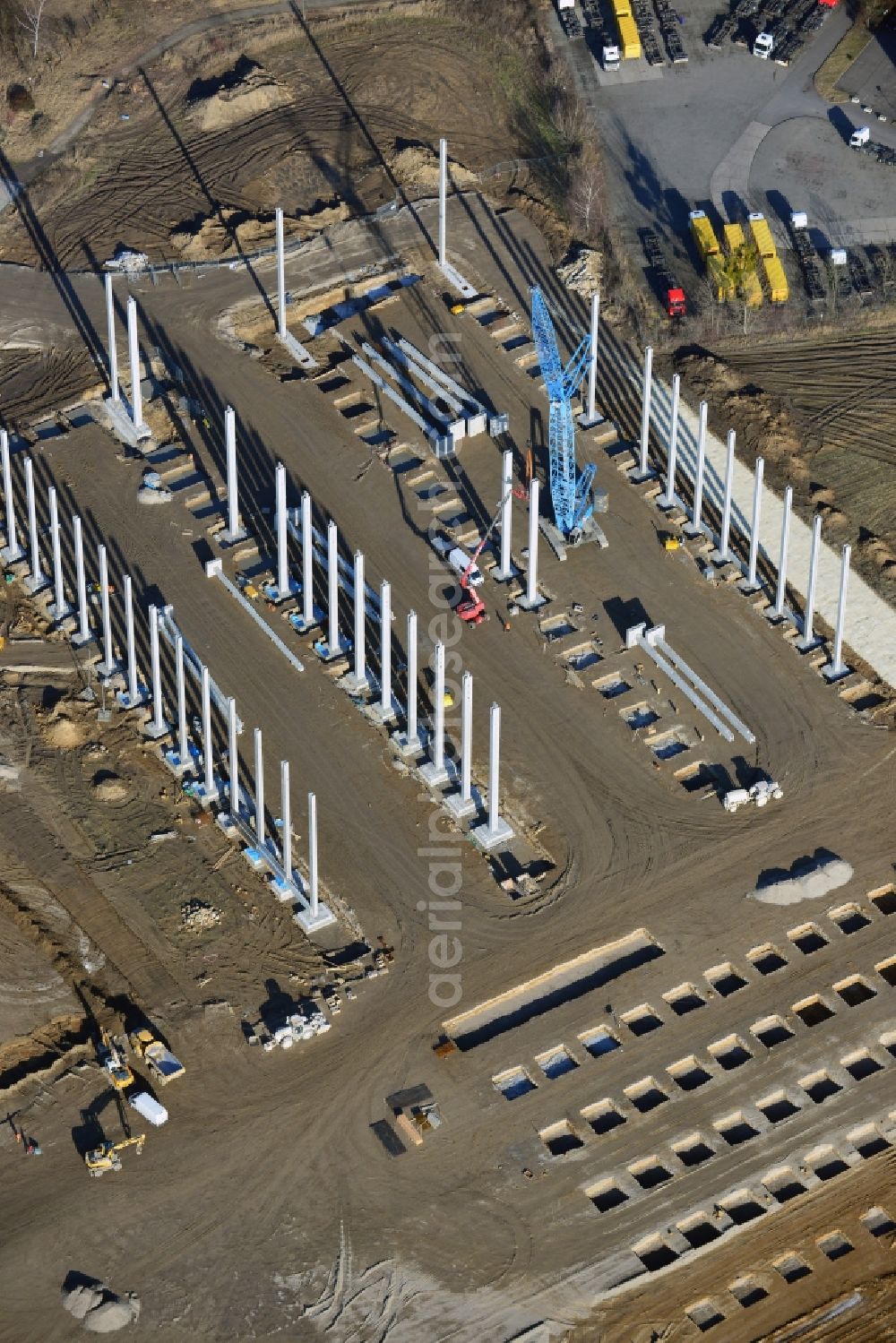 Aerial photograph Hoppegarten - View of the new construction of the Europazentrale Clinton in Hoppegarten in the state of Brandenburg