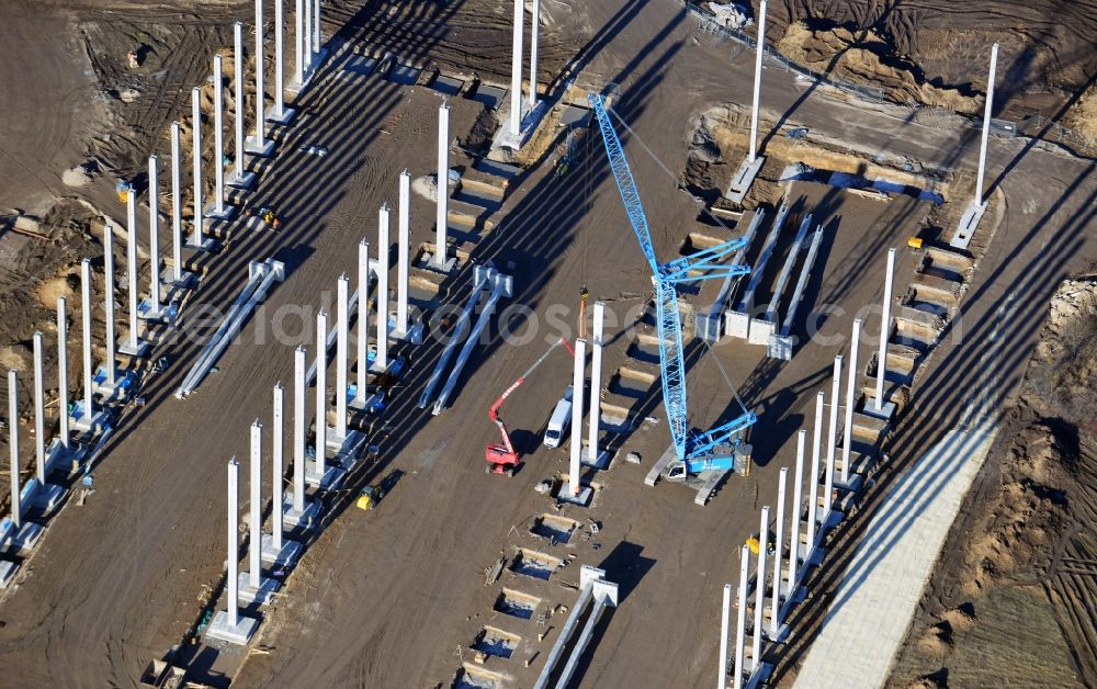 Aerial photograph Hoppegarten - View of the new construction of the Europazentrale Clinton in Hoppegarten in the state of Brandenburg