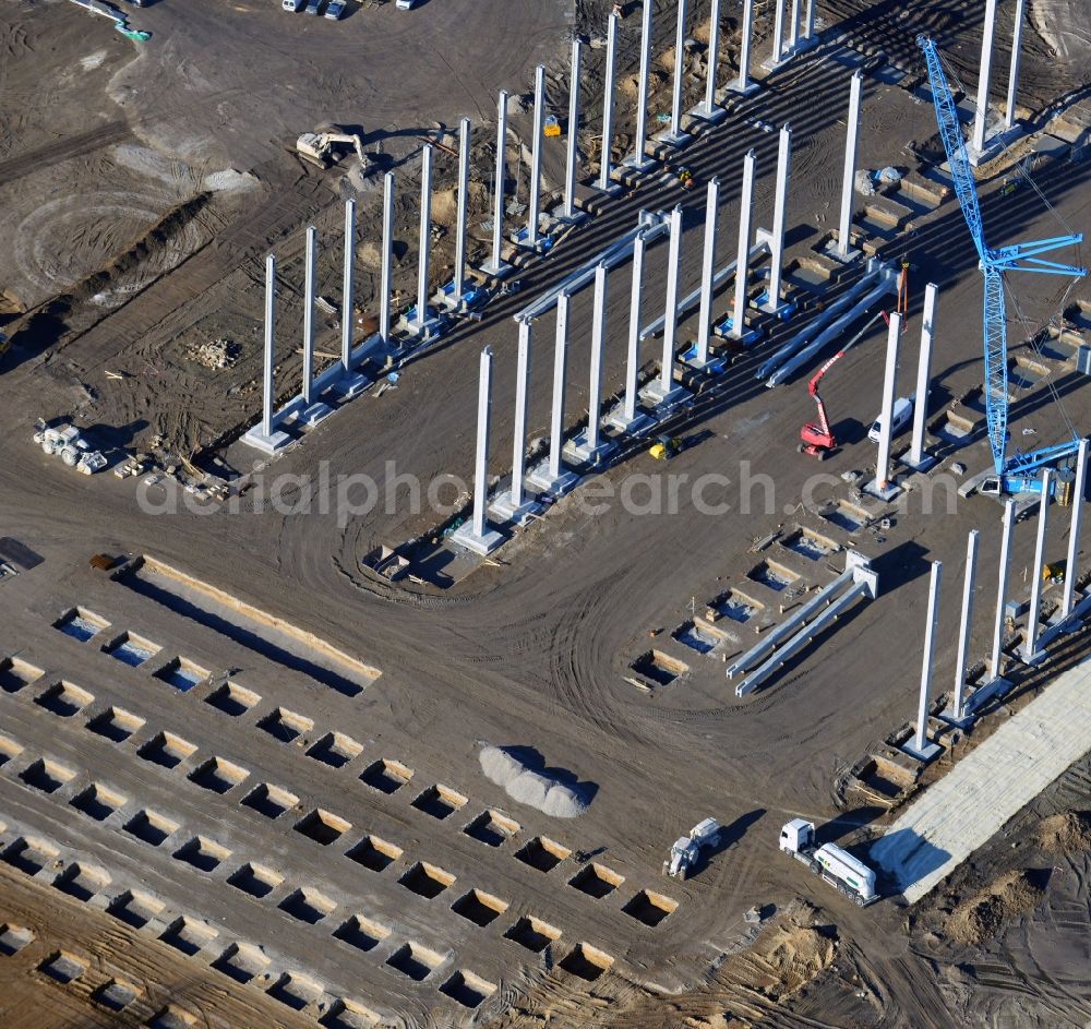 Hoppegarten from above - View of the new construction of the Europazentrale Clinton in Hoppegarten in the state of Brandenburg