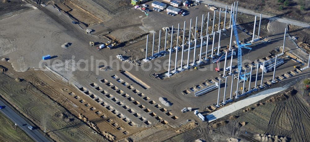 Aerial image Hoppegarten - View of the new construction of the Europazentrale Clinton in Hoppegarten in the state of Brandenburg