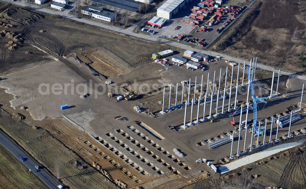 Aerial photograph Hoppegarten - View of the new construction of the Europazentrale Clinton in Hoppegarten in the state of Brandenburg