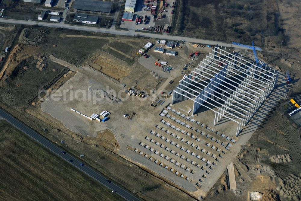 Aerial image Hoppegarten - View of the new construction of the Europazentrale Clinton in Hoppegarten in the state of Brandenburg