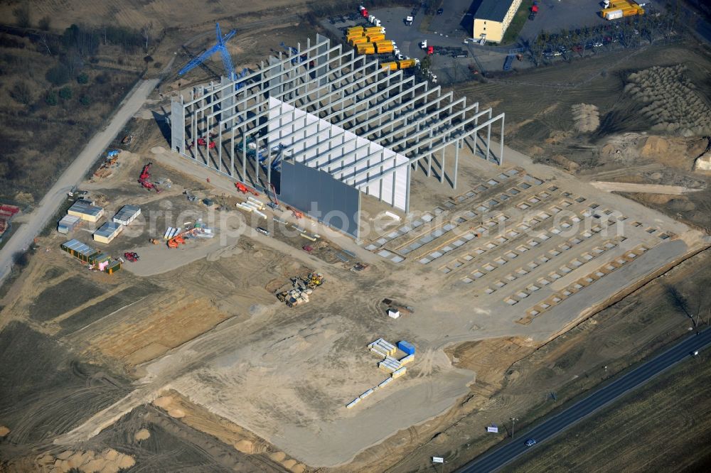 Aerial photograph Hoppegarten - View of the new construction of the Europazentrale Clinton in Hoppegarten in the state of Brandenburg