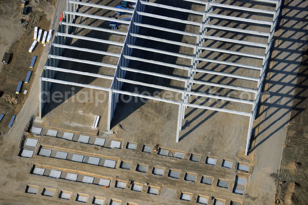 Aerial image Hoppegarten - View of the new construction of the Europazentrale Clinton in Hoppegarten in the state of Brandenburg