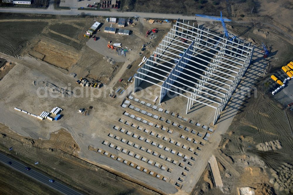 Aerial photograph Hoppegarten - View of the new construction of the Europazentrale Clinton in Hoppegarten in the state of Brandenburg