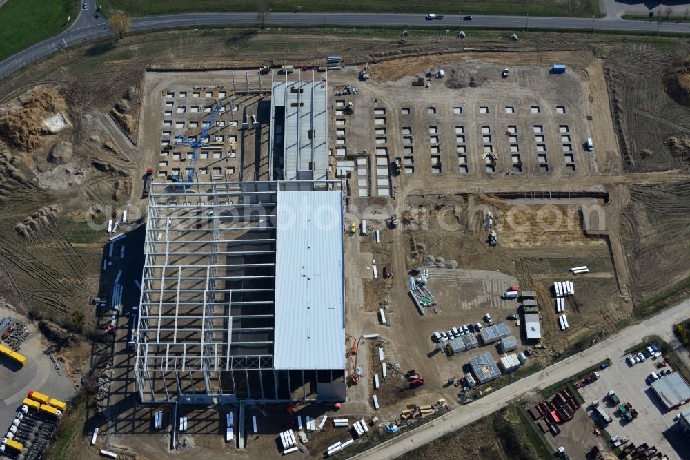 Aerial image Hoppegarten - View of the new construction of the Europazentrale Clinton in Hoppegarten in the state of Brandenburg