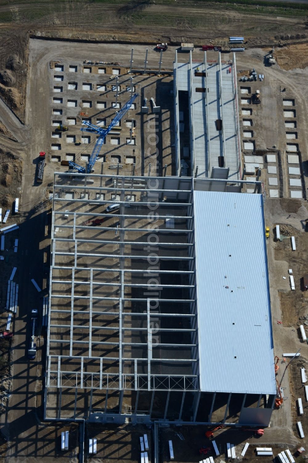 Hoppegarten from above - View of the new construction of the Europazentrale Clinton in Hoppegarten in the state of Brandenburg