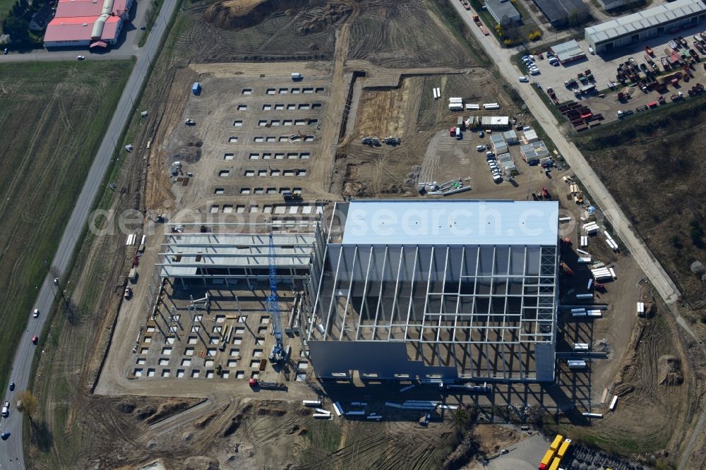 Aerial photograph Hoppegarten - View of the new construction of the Europazentrale Clinton in Hoppegarten in the state of Brandenburg