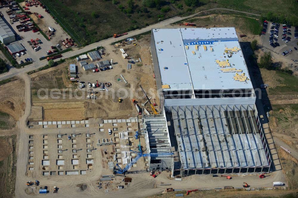 Aerial image Hoppegarten - View of the new construction of the Europazentrale Clinton in Hoppegarten in the state of Brandenburg