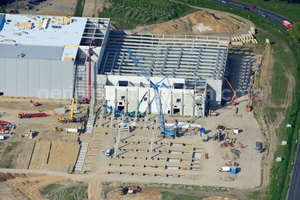 Aerial image Hoppegarten - View of the new construction of the Europazentrale Clinton in Hoppegarten in the state of Brandenburg