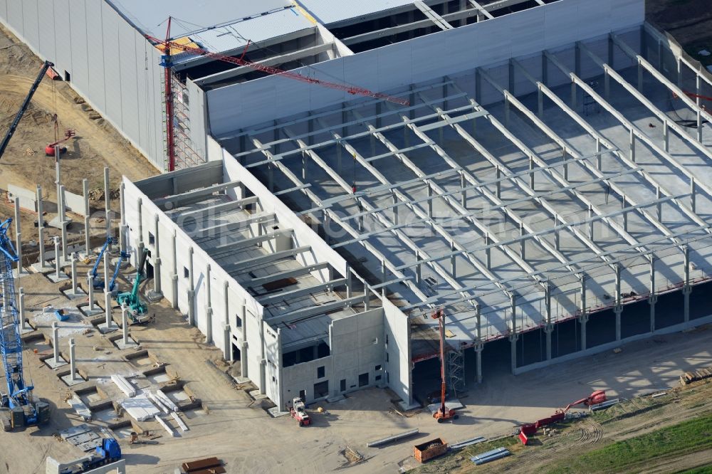 Hoppegarten from above - View of the new construction of the Europazentrale Clinton in Hoppegarten in the state of Brandenburg