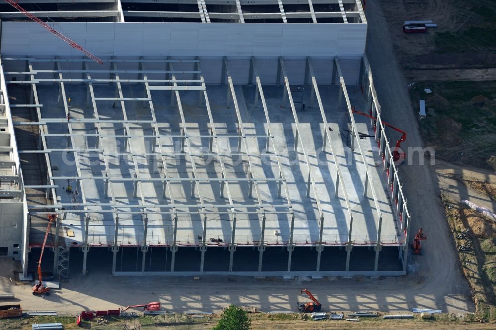 Aerial image Hoppegarten - View of the new construction of the Europazentrale Clinton in Hoppegarten in the state of Brandenburg