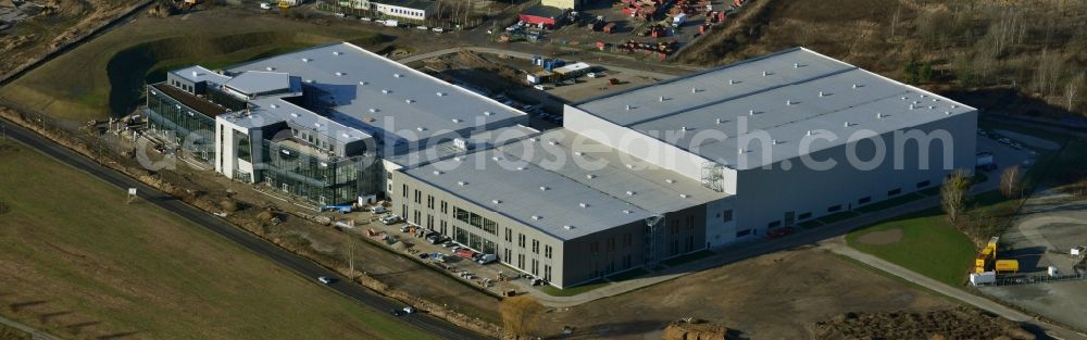 Aerial image Hoppegarten - View of the new construction of the Europazentrale Clinton in Hoppegarten in the state of Brandenburg