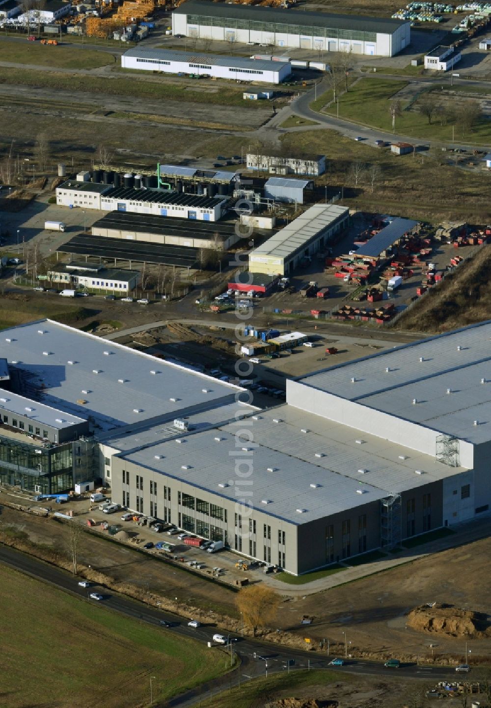 Hoppegarten from above - View of the new construction of the Europazentrale Clinton in Hoppegarten in the state of Brandenburg