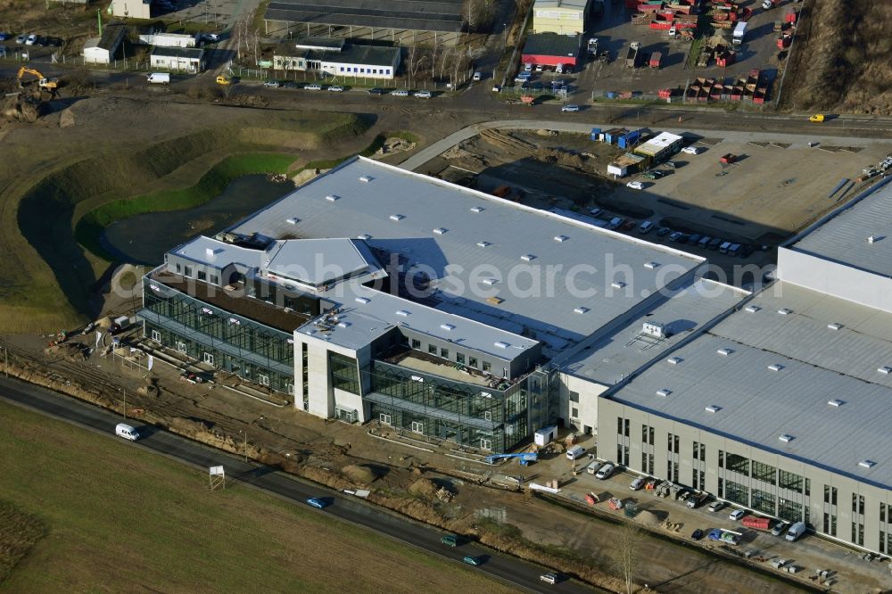 Hoppegarten from the bird's eye view: View of the new construction of the Europazentrale Clinton in Hoppegarten in the state of Brandenburg