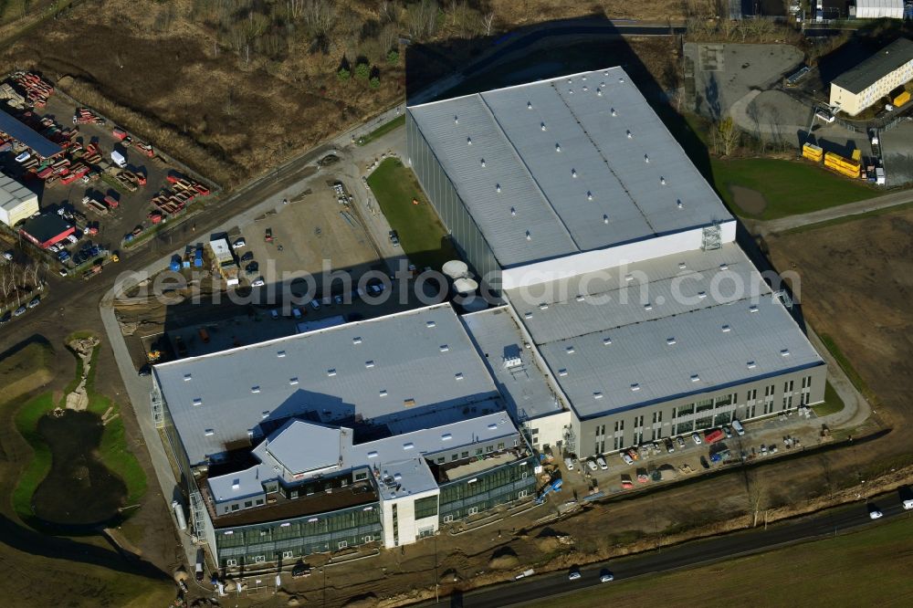 Aerial photograph Hoppegarten - View of the new construction of the Europazentrale Clinton in Hoppegarten in the state of Brandenburg