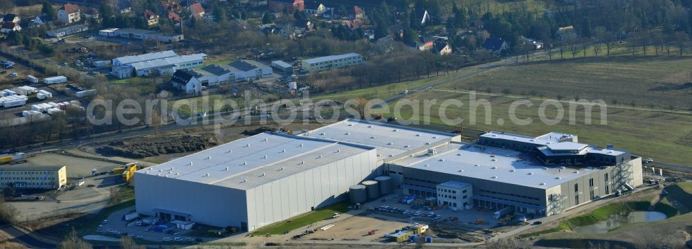 Aerial photograph Hoppegarten - View of the new construction of the Europazentrale Clinton in Hoppegarten in the state of Brandenburg