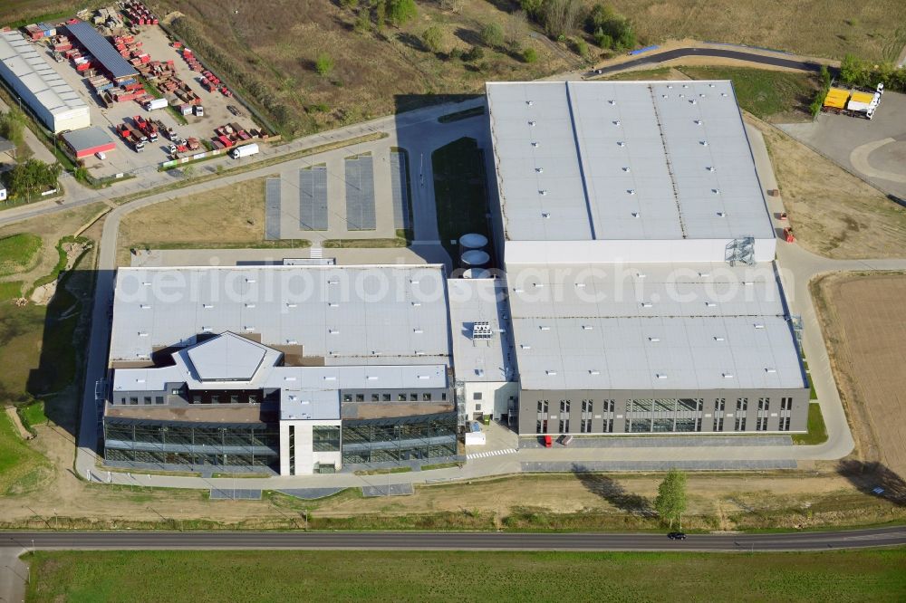 Aerial photograph Hoppegarten - View of the new construction of the Europazentrale Clinton in Hoppegarten in the state of Brandenburg