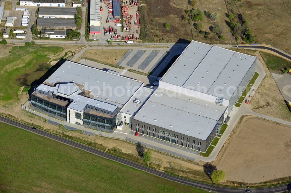 Hoppegarten from above - View of the new construction of the Europazentrale Clinton in Hoppegarten in the state of Brandenburg