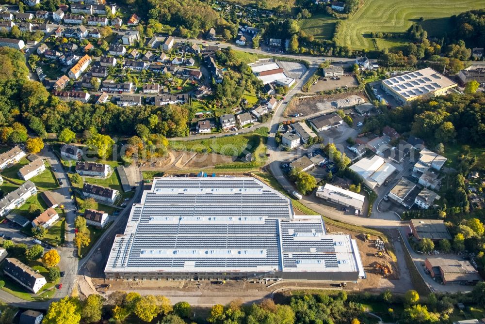 Aerial image Ennepetal - Construction site for the new building of a factory hall at the Gewerbestrasse - Boesebecker street in Ennepetal in the state North Rhine-Westphalia