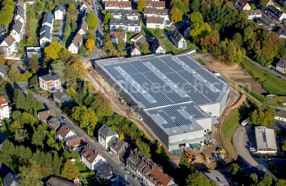 Aerial photograph Ennepetal - Construction site for the new building of a factory hall at the Gewerbestrasse - Boesebecker street in Ennepetal in the state North Rhine-Westphalia