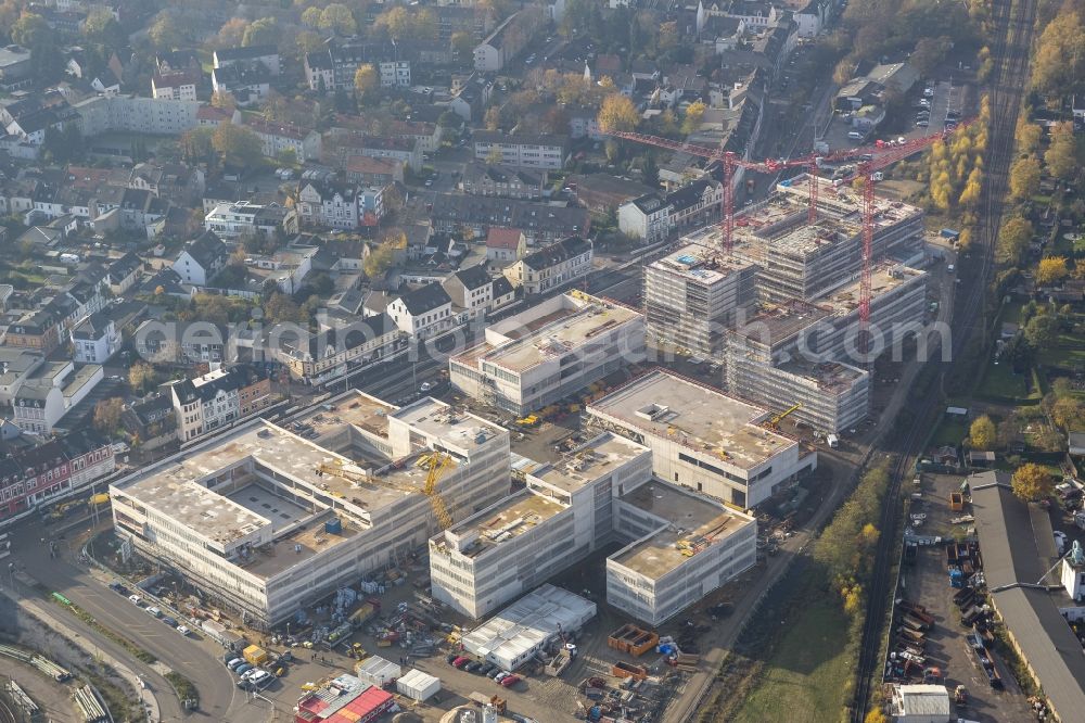 Aerial image Mülheim an der Ruhr - Construction site for the new building of the University of Duisburg in the Ruhr West Street in Mülheim an der Ruhr in North Rhine-Westphalia